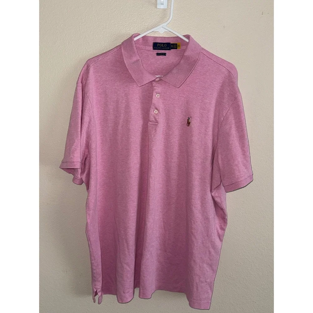 Polo Ralph Lauren Mens XXL Classic Fit Pink Heather Short Sleeve Polo Shirt